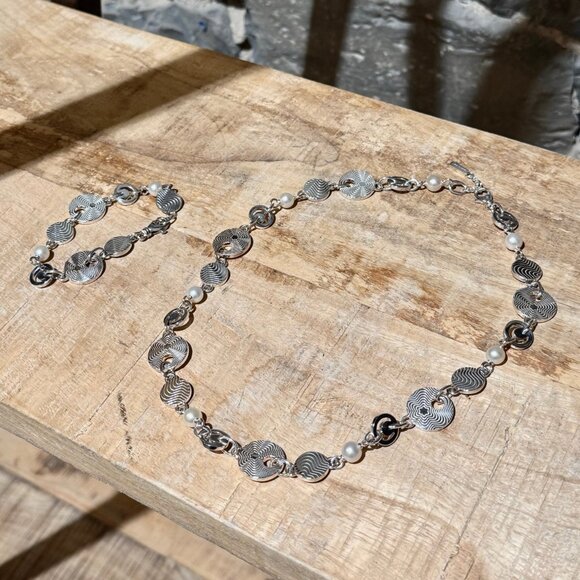 Montblanc Star Collection Sterling Silver Pearls Necklace & Bracelet Set - Picture 3 of 12